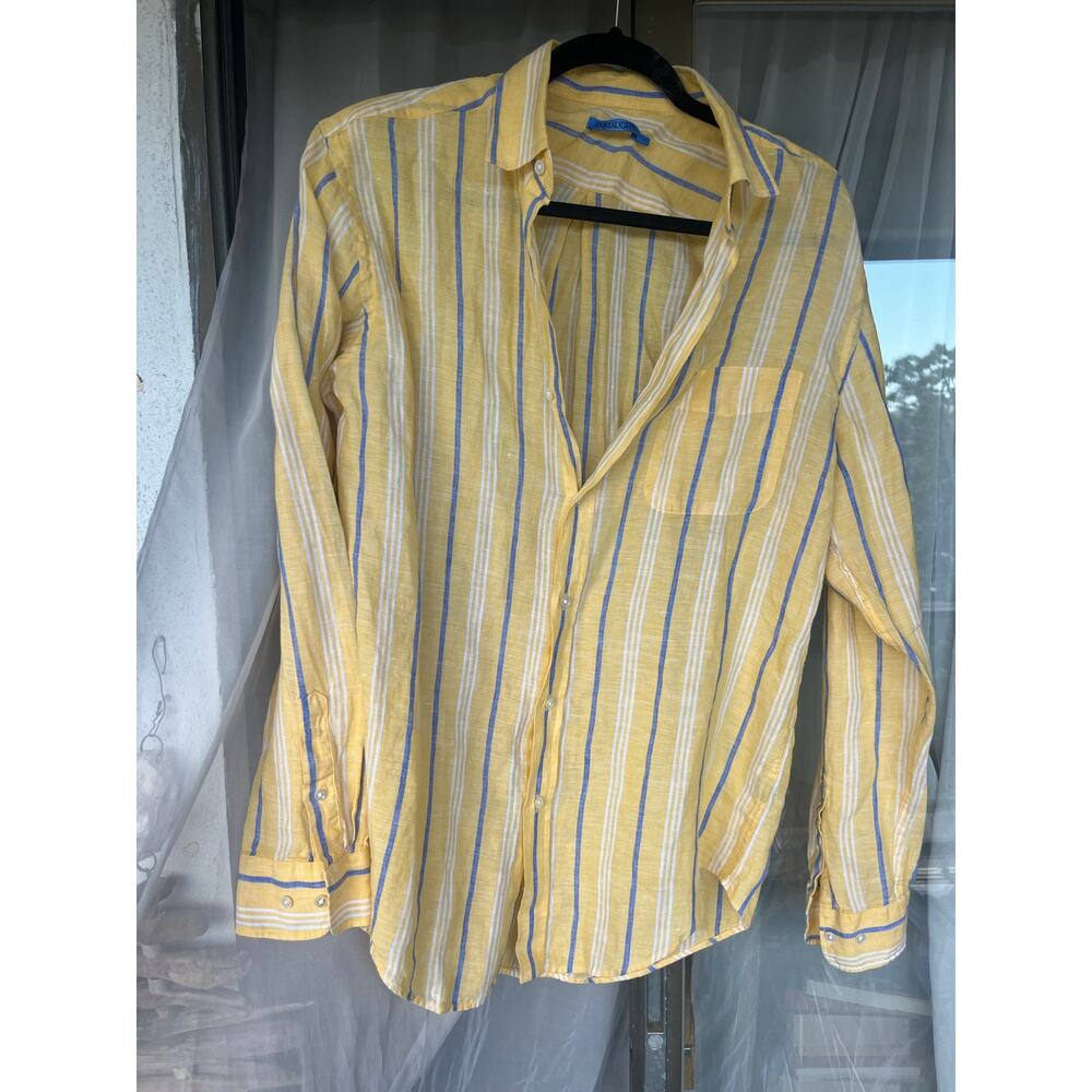 J.McLaughlin Linen Striped Button Down, Size M